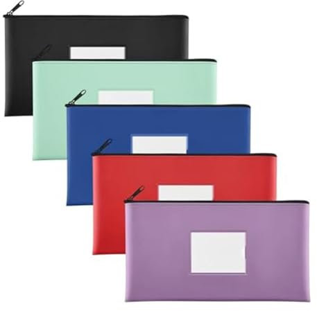 Gokoti Geldbeutel mit Reißverschluss, PU-, Geldbeutel, Geldbeutel, mit Etikett, für Münzen, 5er-Pack A