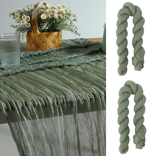 Stoff-Tischläufer, Leichte und Dünne, Gerüschte Dekorative Tischdecke für Hochzeitsfeiern, Feiertage, 300 X 90 cm (2er-Pack)