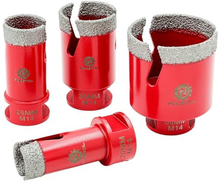 FOCSTOL Broca Diamante Porcelanico - 4 piezas (20/25/35/50mm) Corona Diamante Porcelanico para Azulejos Marmol Ceramica