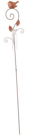 BEBEMOKO Regenmesser Aus Eisen Mit Glasröhre Präziser Garten Niederschlagsmesser Für Außenbereich Dekorativer Vintage Vogel Blumenstecker Mit Erdspieß