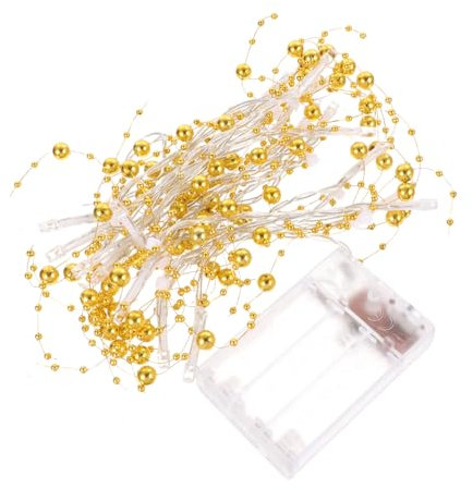ULDIGI 1stk Perlen Lichterkette Batteriebetriebenes Led-licht Weihnachtsschmuck Geführte Kunstperle Dekorative Weihnachtslichter Geführte Weihnachtsbeleuchtung Weihnachtsdekoration Golden