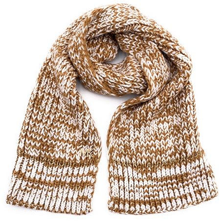 Michael Kors Schal I Damen I Dicker Winterschal I Zopfmuster I 200cmx65cm I MK Logo I Braun-Weiß I Women Scarf7414