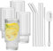 ALINK Cocktail Gläser 4er Set, Bier Glas, Can Longdrinkglas,Wassergläser, Eiskaffee Gläser mit Strohhalm,2 Reinigungsbürsten, Trinkglas in Dosenform für Familie, Camping, Party, Bar