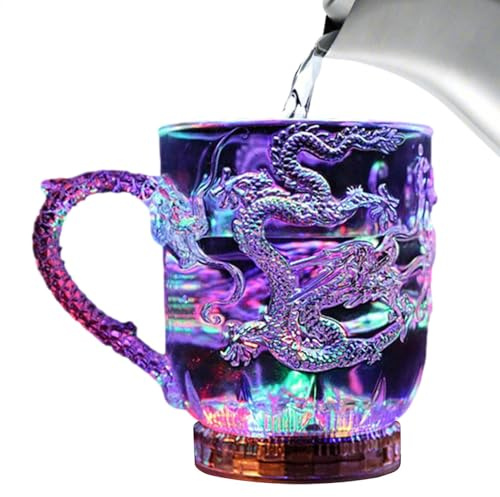Lunaobrik Glowing Up Cups - Drinking Light Up Glasses, Led Flashing Cup | Acrylic Led Flashing Cup, Color Changing Coffee Mug, Water Activated Led Glowing Wine Cups, Water Activated Light Up Cups