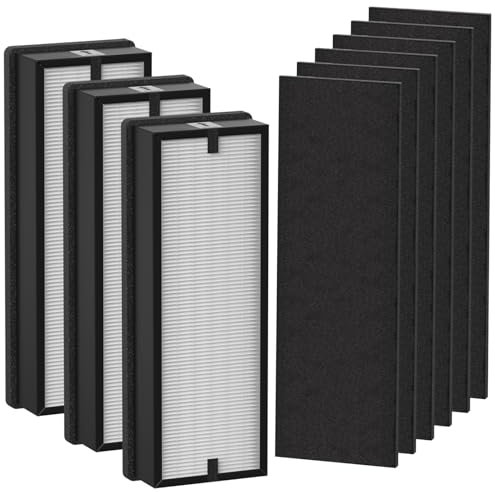 HFD300 Replacement Filter Compatible with Honeywell Air Genius 3,4,5,6 Series Air Cleaner Purifiers Models HFD300 HFD310, HFD320, HFD360, HFD314, HFD323CV1, 3 x HEPA + 6 x Activated Carbon Filter
