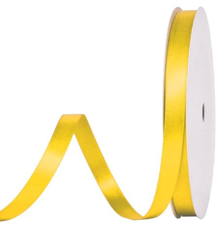 91 m Satinband Gelb, 10 mm Doppelseitig Schleifenband Geschenkband Dekoband Seidenband Doppelsatinband Satin Ribbon für Hochzeit Geburtstag Party Dekoration, Geschenkverpackung, Basteln