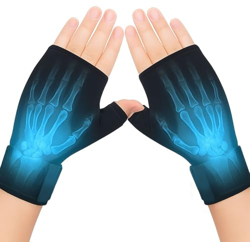 Jinfanshurich Arthritis Eishandschuh – 2 stuck Kompressions-Handschuh für Wärme- und Kältetherapie, Schmerzlinderung bei Sehnenentzündung, Karpaltunnel und Arthritis (Schwarz)