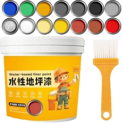 Waterproof Water-Based Epoxy Floor Paint - 2025 New Water-Based Garage Epoxy Flooring Paint, Quick-Dry Anti-Slip Concrete Floor Paints For Interior & Exterior (Iron Brown)