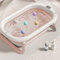 Faltbare Babybadewanne mit rutschfestem Kissen – Tragbares Design für Zuhause und Reisen – Baby-Badesammlung – Faltbare Badewanne BB leicht zu reinigen – A-43 x 71 x 18,5 cm (Rosa)