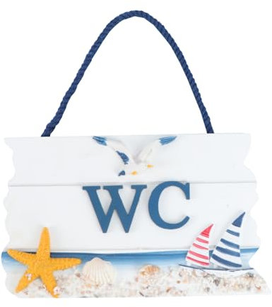 Luxshiny 1 Pieza Letrero Decorativo Colgante de Madera para Baños Placa de Wc con Diseño de de Mar Adorno para Hogar Moderno Decoración de Pared y Puerta