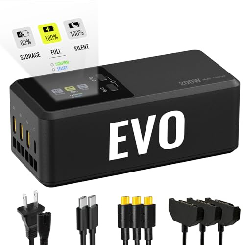LKTOP 200W Ladegerät für Autel EVO Max/II V2 V3 Parallel Charging Hub | EVO Max 4T/4N/II Enterprise Series Drohnenzubehör, mit Speichermodus (3 Akkus aufladen: 1 Stunde 53 min)