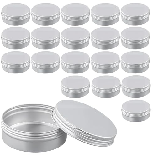 TAICHEUT 20 PCS 100ml Aluminum Tin Cans with Screw Lids, 3.3oz Empty Round Metal Containers for DIY Crafts, Candle Making, Lip Balm,Travel Storage