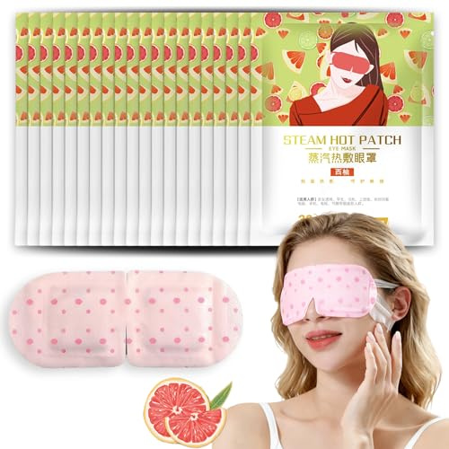 20 Stück Dampf-Augenmaske Grapefruit, wärmende Augenpflege Maske | Grapefruit, frisch&wärmend, lindert Müdigkeit&Dunkelringe&Ödeme, für Büro&Mittagsschlaf&Schlaf&Reise, einzeln verpackt
