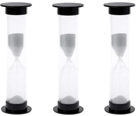 Cldaisy 3-teiliges Mini-Sanduhr-Set 1 Minute aus schwarzem Kunststoff, kompakte Sanduhr für Spiele und Workouts, 10 x 2 x 8 cm