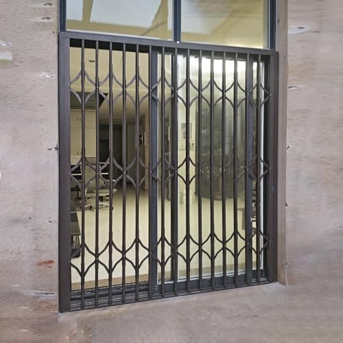 Fenstergitter Einbruchschutz Ausziehbare Einbruchschutzgitter mit Schloss, Graue, Robuste Sicherheitsgitter für Fenster Und Türen, Kellertor-Absperrgitter/Schutzgitter/Zaun(W70xH120cm/28x48in)