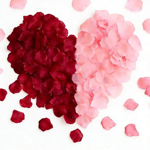 Richaa 6000 Stück Rosenblätter Getrocknet, Rot Rosa Künstliche Rosenblüten