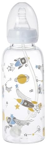 CutiePlusU Biberon pour Adulte en Verre 400 ml avec Paille - Tétine en Silicone & Capuchon de Protection - Sans BPA - Motif Mignon -Cosmic Adventurer