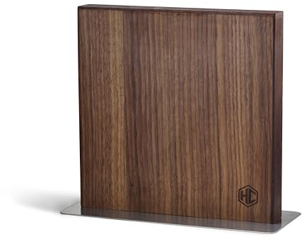 HexClad 33 cm Magnetic Walnut Wood Kitchen Knife Block Holder | Strong Enhanced Magnets for Multipurpose Storage in the Home and Kitchen