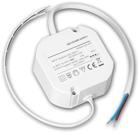 20W LED Netzteil 12V DC 1,67A – flacher LED Trafo IP20 – 230V auf 12V Transformator – mit Kurzschluss-, Überlast- & Überspannungsschutz – für LED Streifen, Module & Lichtsysteme