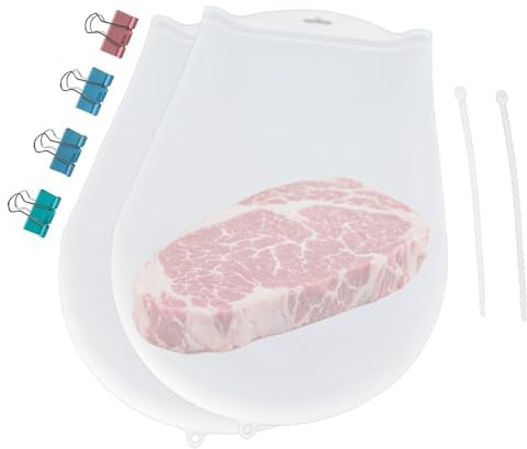 Sous Vide Bags Reusable 2 Pack - Extra Large Silicone Food Storage Bags (16x11”) with 4 Clips, Fits All Immersion Circulators (Joule, Anova, Instant Pot) & Accessories