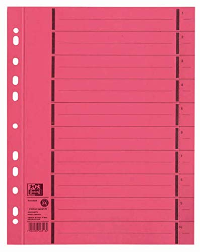 Oxford Trennblätter A4 aus Karton mit Perforation, rot, 100 Stück