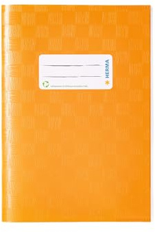 HERMA 7424 Notebook Covers A5 Raffia Orange, Pack of 25, Book Covers with Label & Raffia Structure Made of Durable & Wipe-Clean Polypropylene Film, Notebook Cover Set for School Notebooks, Coloured