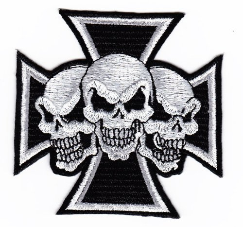 Aufnäher Skull Tattoo Biker Kreuz Chopper eisernes embroidered iron on patch