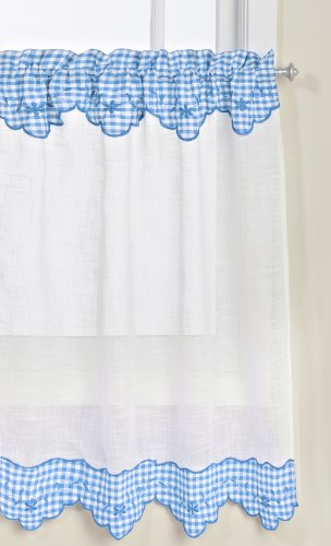 Lothringen Home Fashions Provence Layered Querbehang, blau, Tier Pair 60 x 36