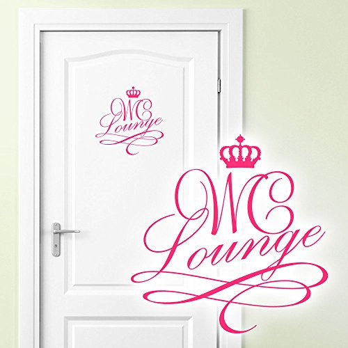 Grandora Wandtattoo Türaufkleber WC Lounge mit Krone I pink (BxH) 14 x 14 cm I Bad Badezimmer Toilette Aufkleber Wandaufkleber Wandsticker Sticker Tür W881