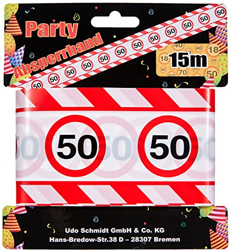 1 DEKOBAND ABSPERRBAND Geburtstag Zahl 50 DEKO 15m Kunststoff