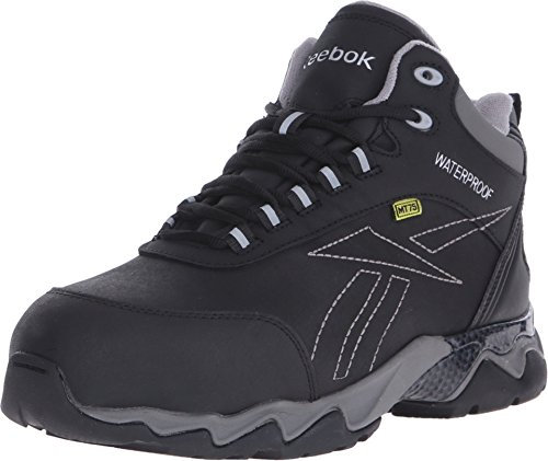 Reebok Mens RB1067 Beamer Composite Toe Waterproof Athletic Work Shoe, Black with Grey Trim, 14