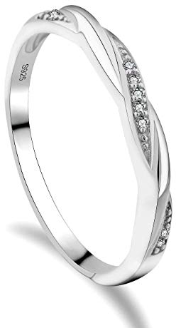GULICX Silber Damen Ring, 925 Sterling Silber Hochzeitsringe Eheringe Verlobungsring Trauringe mit Weiß Zirkonia, Kreuz Liebesknoten Partnerring Größe 49-65, Kommt mit Geschenkbox