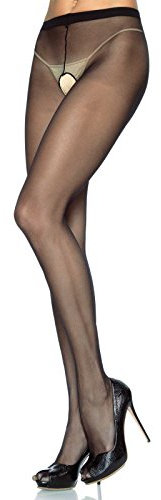 Leg Avenue 1905 - Durchscheinend Nylon Strumpfhosen Mit Offenem Schritt, Einheitsgröße (EUR 36-40), Dessous Damen Reizwäsche