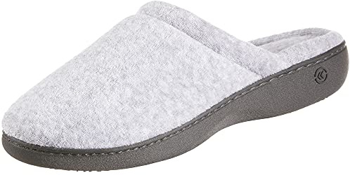 Isotoner Women's Classic Terry Clog Slippers Slip on, Heather Grey, X-Small / 5.5-6 US