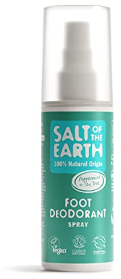 Salt of the Earth – Natural Foot Deodorant Spray – 100% Natural Origin Ingredients - Prevent Unwanted Foot/Shoe Odour - Vegan, Refillable Long Lasting Protection - 100ml (Peppermint & Tea Tree)