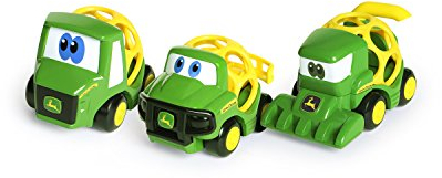 Bright Starts, John Deere, Oball, Go Grippers, Fahrzeug-Set, enthält einen Traktor, Mähdrescher und Transporter, leicht greif- und haltbar, ab 12 Monaten