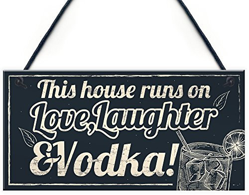 RED OCEAN Fun Laughter Vodka Kitchen Plaque Alcohol Home Bar Pub Sign Friend Gift For Women