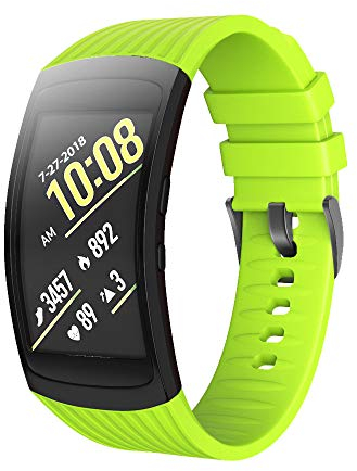 NotoCity Armband für Samsung Gear Fit 2 /Gear Fit 2 Pro, Quick-Fit Silikon Ersatz Armbänder, Mehrfache Farben (Grün,L)