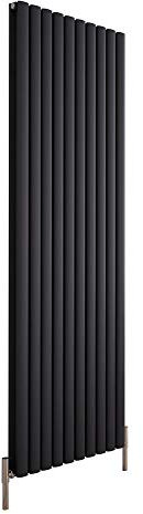 Milano Aruba Ayre Anthracite Vertical Double Oval Panel Aluminium Radiator - 1800mm x 590mm