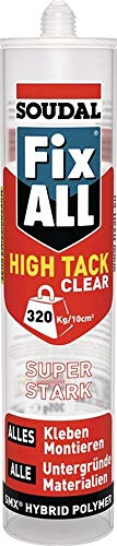 Soudal High Tack, für Hochleistungs-Verklebungen aller Art, Kartusche: 290ml, Farbe: Kristallklar