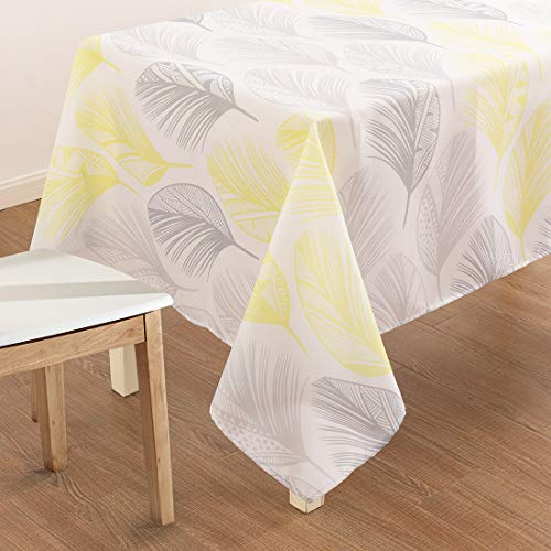 X-Labor Abwaschbar Tischdecke Eckig Wasserdicht Oxford Stoff Tischtuch Tischwäsche Pflegeleicht Garten Zimmer Tischdekoration Gelb Blatt 140 * 180cm