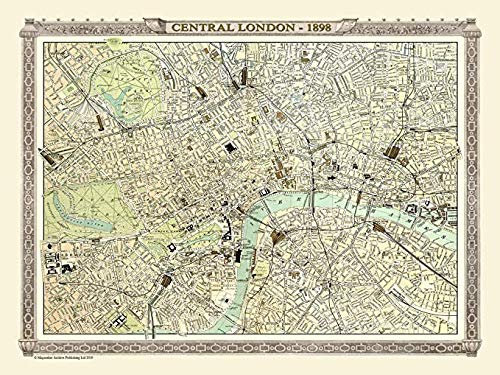 JYTD 1000 Piece Jigsaw Puzzle - Map of Central London 1898 from the Royal Atlas by Bartholomew 75 * 50CM