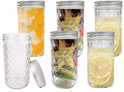 BPFY 6 Pack 20 oz Glass Mason Jars With Lids, Canning Jars for Jam, Honey, Baby Food, Candy, Cookie, Wedding Favor Decorating Jelly Jar, Candle Holder