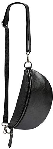SH Leder ® echt Leder Hüfttasche Damen Herren Unisex Gürteltasche für Festival Reise Bauchtasche mittelgroße Crossbody Bag Frauen Ledertasche 27x15cm Karla G359 (Anthrazit Metallic)
