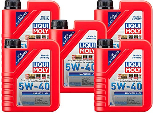 5x Original Liqui Moly 1L Nachfüll-Öl 5W-40 Motoröl Motorenöl Motoroil Oil 1305