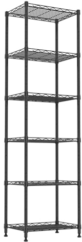 REGILLER 6 Drahtregale aus Stahl, verstellbare Einheitenregale für Waschküche, Badezimmer, Küche, Speisekammer, Schrank (schwarz, 29,7 cm T x 42,7 cm B x 160 cm H)