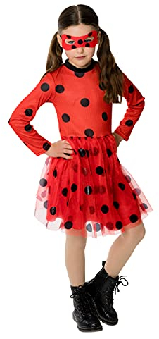 RUBIE'S Miraculous Officiel - Déguisement Robe Tutu Ladybug pour Enfant sans Masque - Taille Unique 5-8 ans. Idée Cadeau pour Carnaval, Halloween ou Anniversaire LadyBug Miraculous