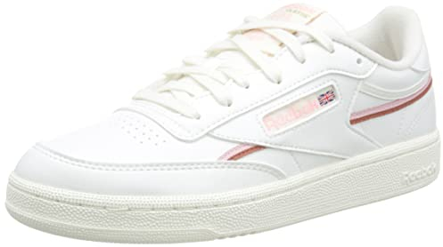 Reebok Damen Club C 85 VEGAN Sneaker, Chalk/pink Glow/Baked Earth, 35 EU