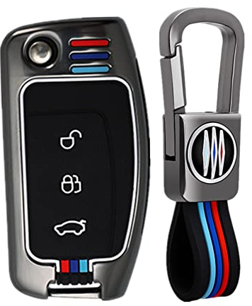 Happyit Zinklegierung + Silikon Autoschlüssel Hüllen für Ford Fiesta Focus Mondeo Kuga Flucht Falcon Galaxy Fusion Mustang Explorer Edge Escort Mk3 Mk4 Ranger 3 Tasten (A, Matte Farbe)