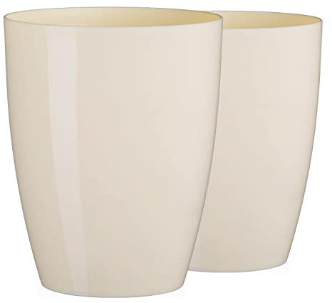 Tymar Orchideentopf Übertopf, 2er-Pack, transparent, Blumentopf, Blumenkübel für Orchidee, Pflanzentopf aus Kunststoff, Moderne, schlanke, Runde Form, AGASTO001 (Ecru, ø 14 cm)